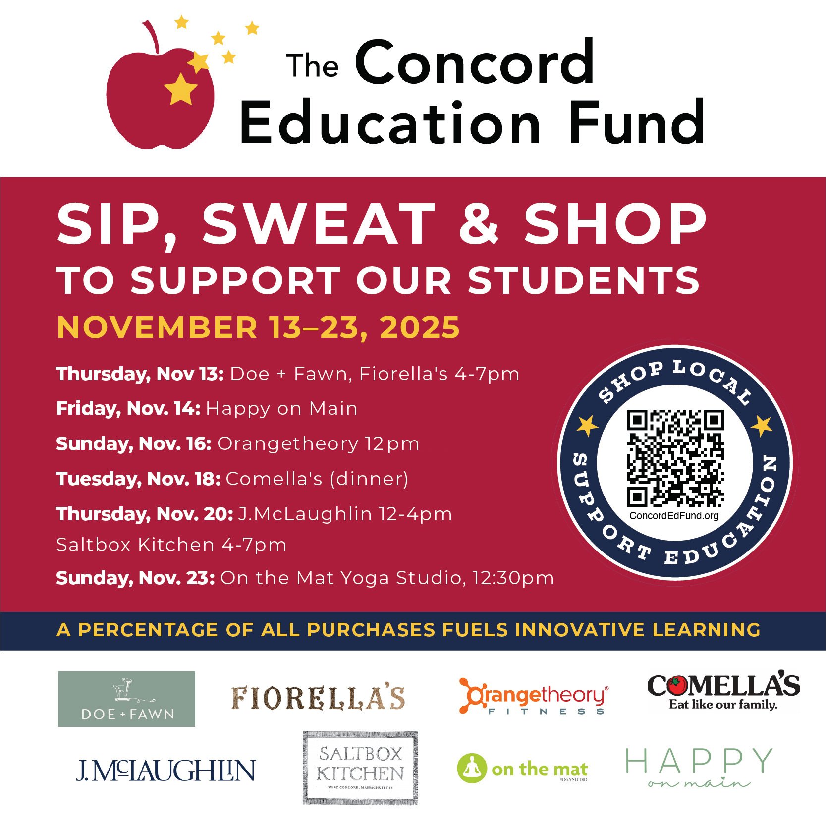 Sip, Sweat, & Shop to Support our Students