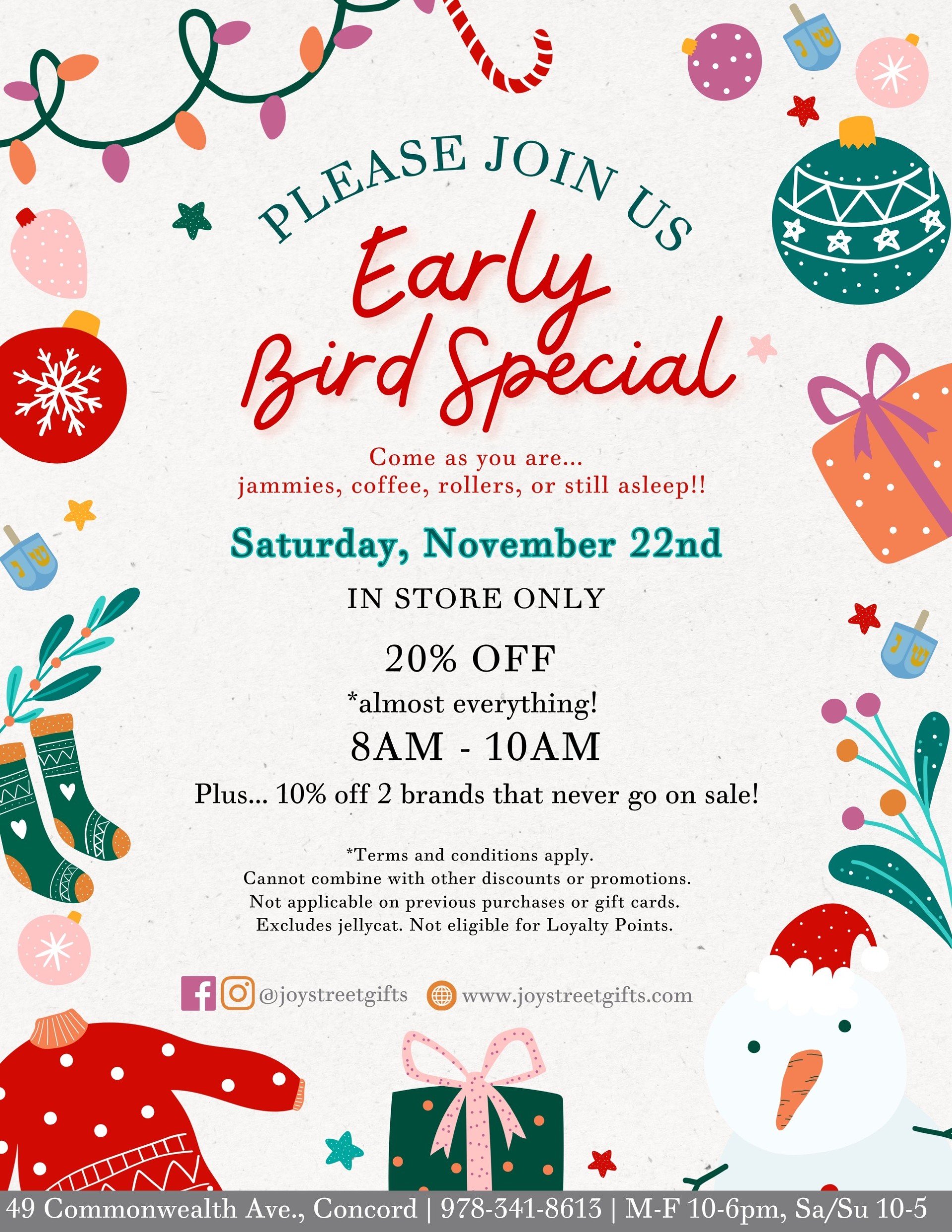 Early Bird Special at Joy Street Gifts